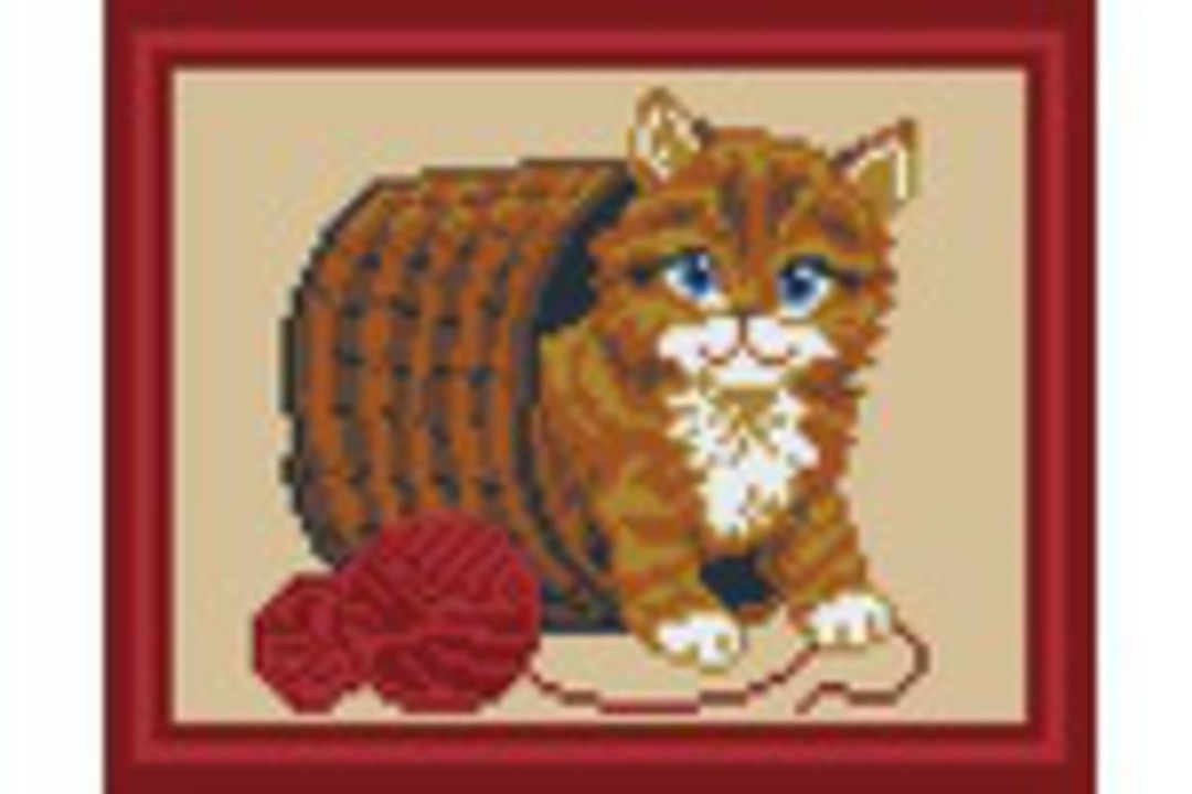 Cat With Ball Of Wool Four [4] Baseplate PixelHobby Mini-mosaic Art Kit image 0